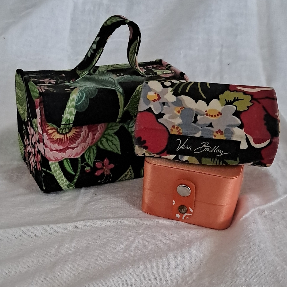 Vera Bradley Black Floral Cosmetic Bag Set